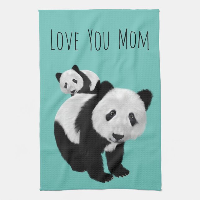 Linge De Cuisine Pandas Super Cute Personnalisés - Colo Changeable (Vertical)