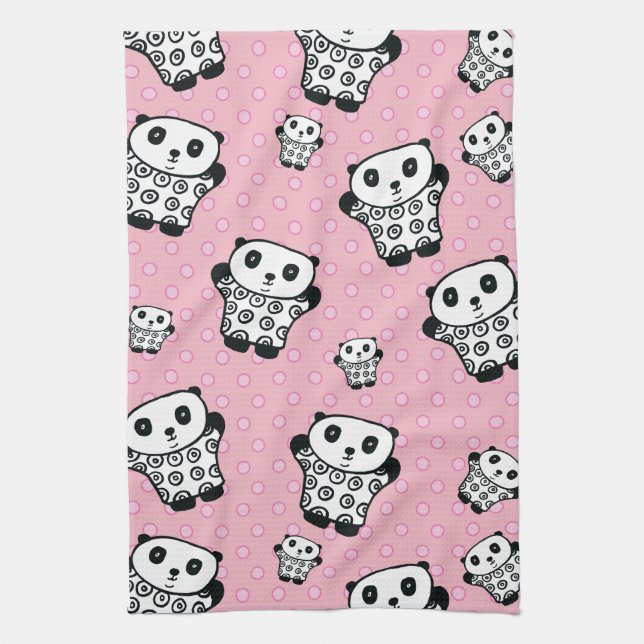 Linge De Cuisine Pandy le point Panda Polka (Vertical)