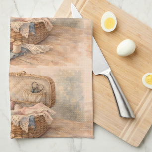 Linge De Cuisine Panier à couture vintage Cottagecore Pastel