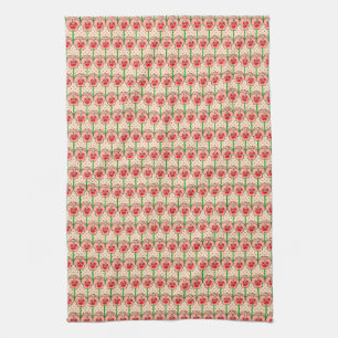 Linge De Cuisine Pansies de corail - motif de papier peint rétro
