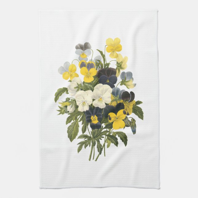 Linge De Cuisine Pansies et Violets Art d'époque (Vertical)