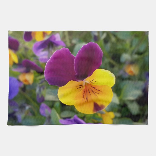 Linge De Cuisine Pansies lumineuses (Horizontal)