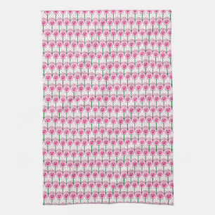 Linge De Cuisine Pansies roses - motif papier peint rétro
