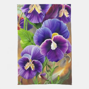 Linge De Cuisine Pansies violettes -AI ART