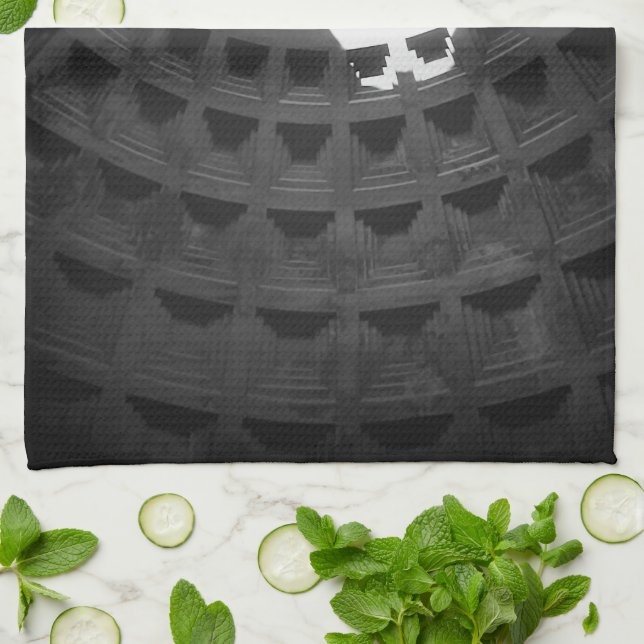 Linge De Cuisine Panthéon Crâne clair Rome Italie Noir et Blanc (Plié)