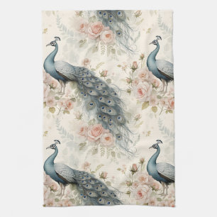 Linge De Cuisine Paon Élégant Floral Vintage (2)