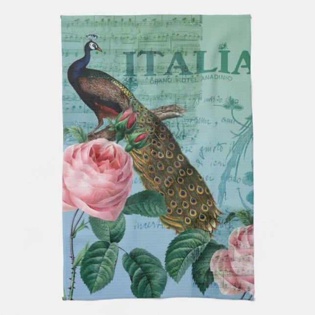 Linge De Cuisine Paon romantique de musical de roses (Vertical)