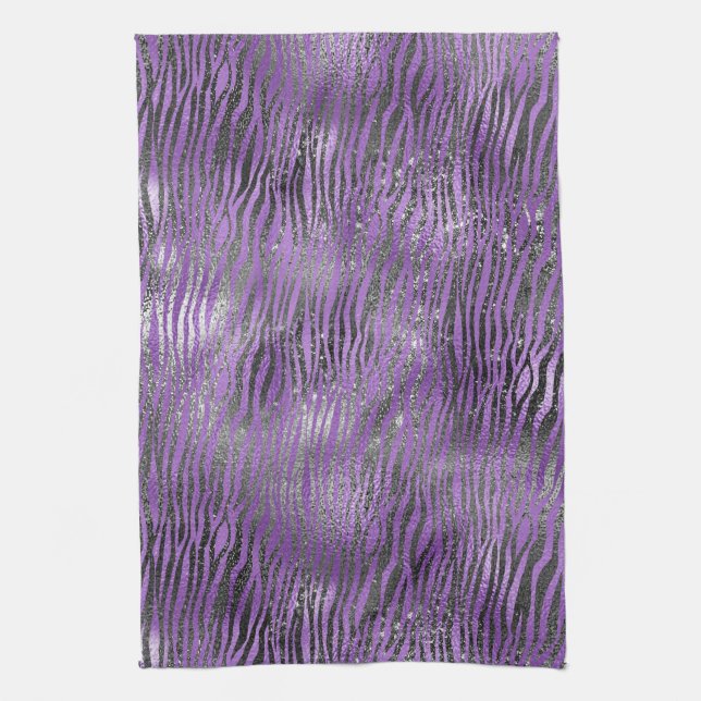 Linge De Cuisine Papier noir violet Zèbre (Vertical)