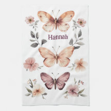 Papillon Aquarelle Florale Élégante NOM PERSONNALI