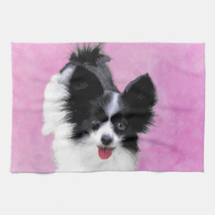 Linge De Cuisine Papillon (blanc et noir) Peinture - Chien Art