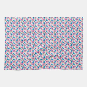 Linge De Cuisine Papillon bleu et motif floral violet