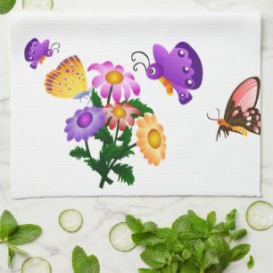 Linge De Cuisine Papillon de caricature et fleurs américain MoJo Ki