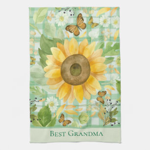 Linge De Cuisine Papillon de tournesol En vichy vert grand-mère per