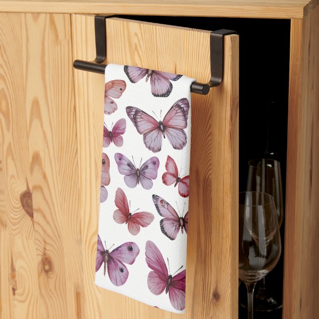 Linge De Cuisine Papillon Motif Aquarelle Élégant Cadeau Joli (Pliage en tiers)