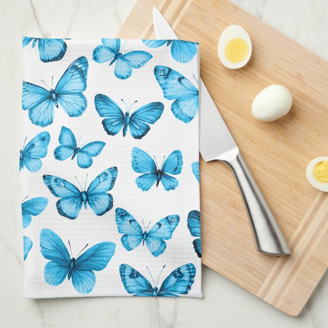 Linge De Cuisine Papillon Motif Aquarelle Élégant Joli Cadeau (Quart Plié)