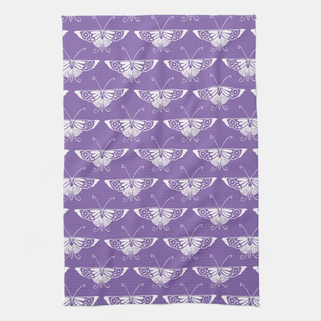 Linge De Cuisine Papillon stylisé de Deco - lilas poussiéreux (Vertical)