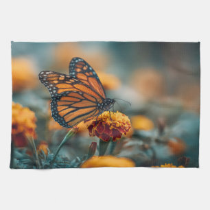 Linge De Cuisine Papillon sur un souci