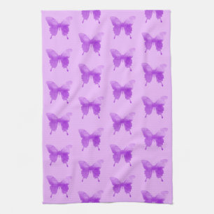Linge De Cuisine Papillons Aquarelle - Lavande et Violette