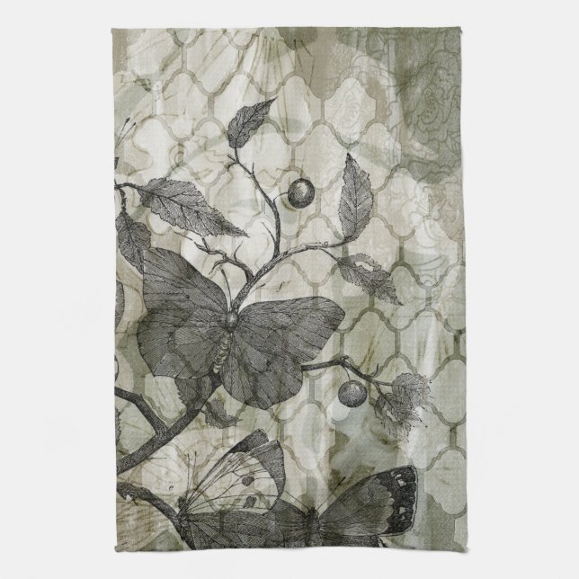 Linge De Cuisine Papillons Arabesques I (Vertical)