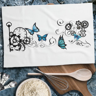 Linge De Cuisine Papillons bleu Tribal Steampunk