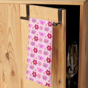 Linge De Cuisine Papillons et fleurs roses pour bébé fille à motifs