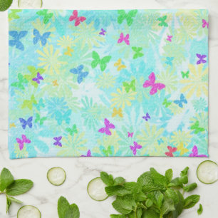 Linge De Cuisine Papillons et marguerites colorés par Shirley Taylo