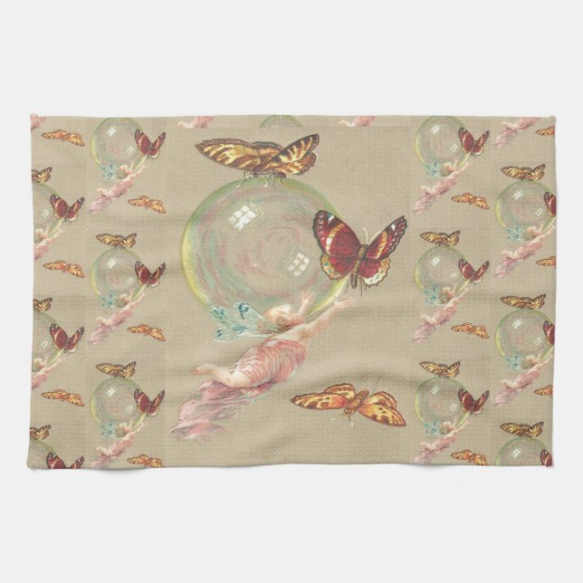 Linge De Cuisine Papillons et un ange (Horizontal)