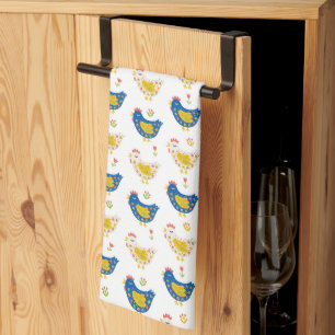 Linge De Cuisine Pâques poussins drôles jaune et bleu scandinaves
