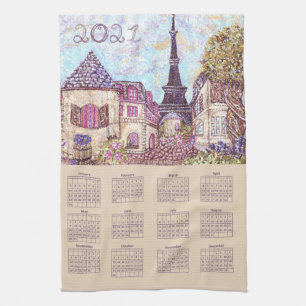 Linge De Cuisine Paris Tour Eiffel Inspiré Pointillisme 2021
