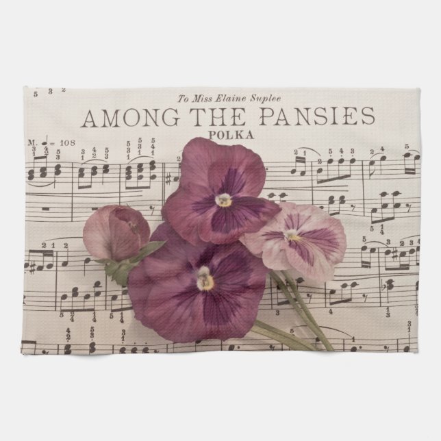 Linge De Cuisine Parmi Les Pansies (Horizontal)