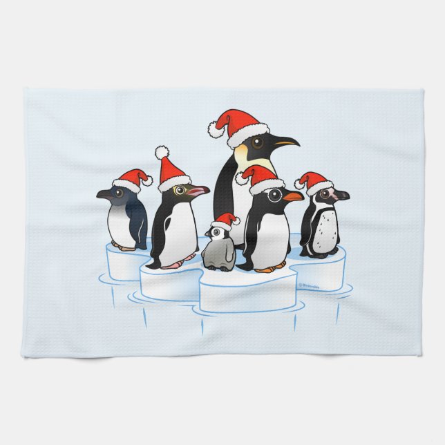 Linge De Cuisine Partie de pingouin de Noël (Horizontal)