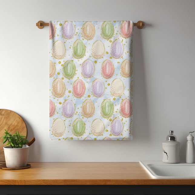Linge De Cuisine Parties scintillant Aquarelle Chic Moderne OEufs d (Créateur téléchargé)