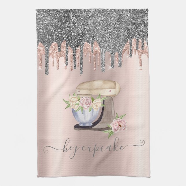 Linge De Cuisine Parties scintillant Argent Lecteurs Retro Mélangeu (Vertical)