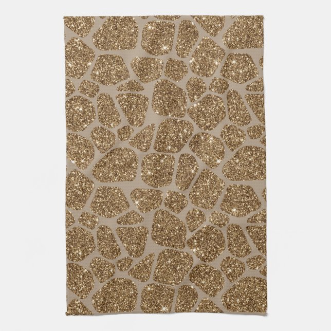 Linge De Cuisine Parties scintillant d'or - Impression de girafe (Vertical)