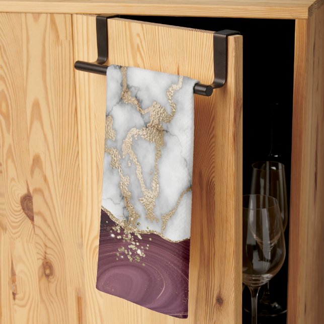 Linge De Cuisine Parties scintillant d'or Marbre blanc brillant Bou (Pliage en tiers)