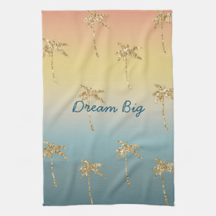 Linge De Cuisine Parties scintillant d'or Sunset Palm Trees