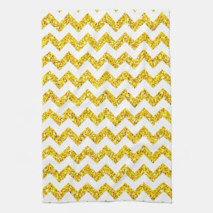 Linge De Cuisine Parties scintillant Jaune moderne Chevron Cuisine 