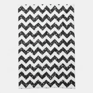 Linge De Cuisine Parties scintillant noire moderne Chevron Cuisine 