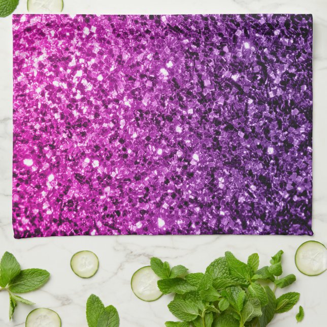 Linge De Cuisine Parties scintillant Ombre rose violet étincelles (Plié)