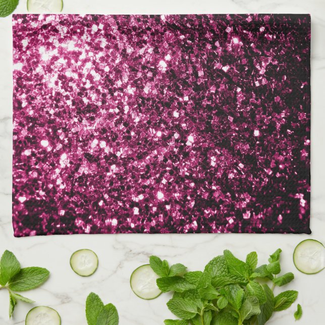 Linge De Cuisine Parties scintillant rose foncé brillant (Plié)