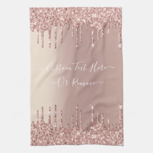 Linge De Cuisine Parties scintillant rose Gold Blush Éclats Texte 