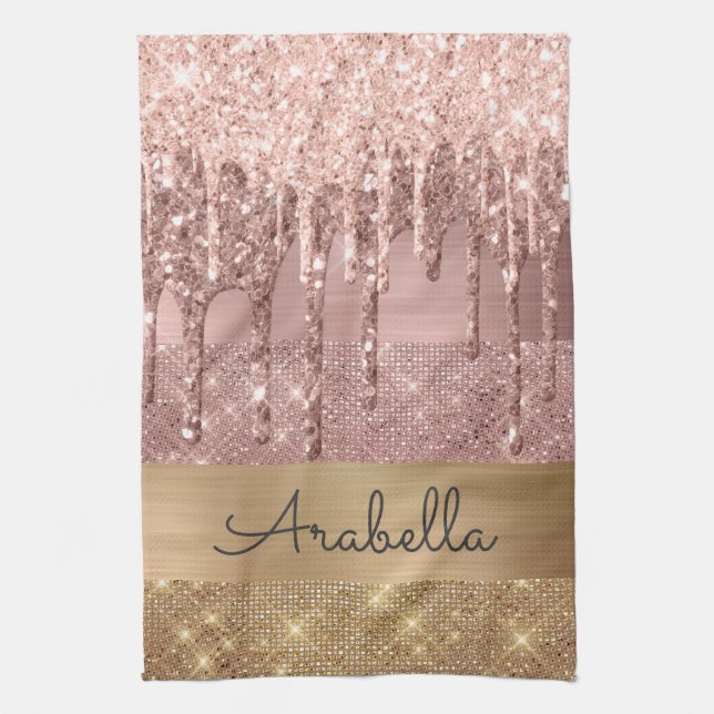 Linge De Cuisine Parties scintillant Rose Rose Gold Drivers Nom per (Vertical)