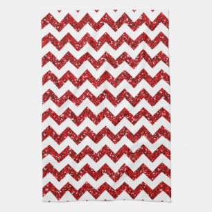 Linge De Cuisine Parties scintillant rouge moderne Chevron Cuisine 