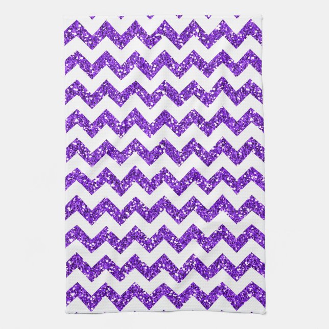 Linge De Cuisine Parties scintillant violet moderne Chevron Cuisine (Vertical)