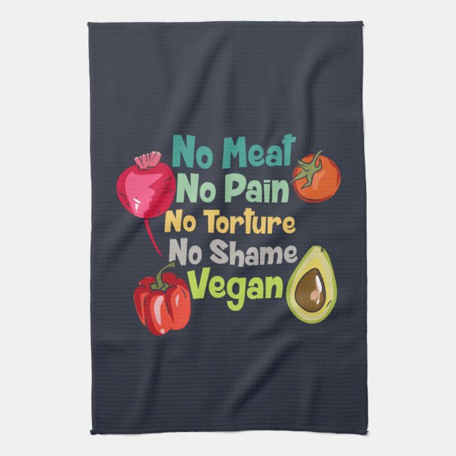 Linge De Cuisine Pas de viande pas de douleur Vegan dire (Vertical)