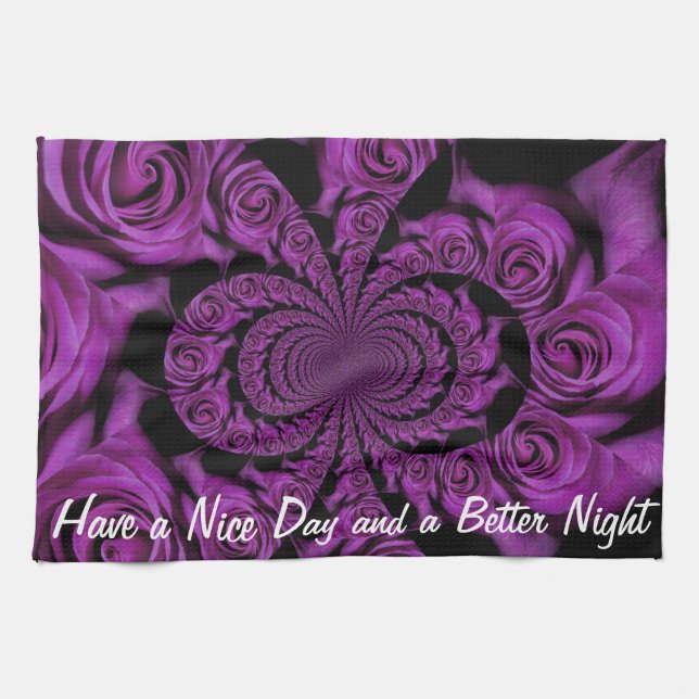 Linge De Cuisine Passion violette : Royal Romance Roses (Horizontal)