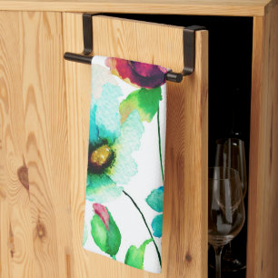 Linge De Cuisine Pastel Aquarelles Motif Floral