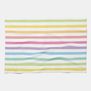 Linge De Cuisine Pastel Color Rainbow Stripes Motif