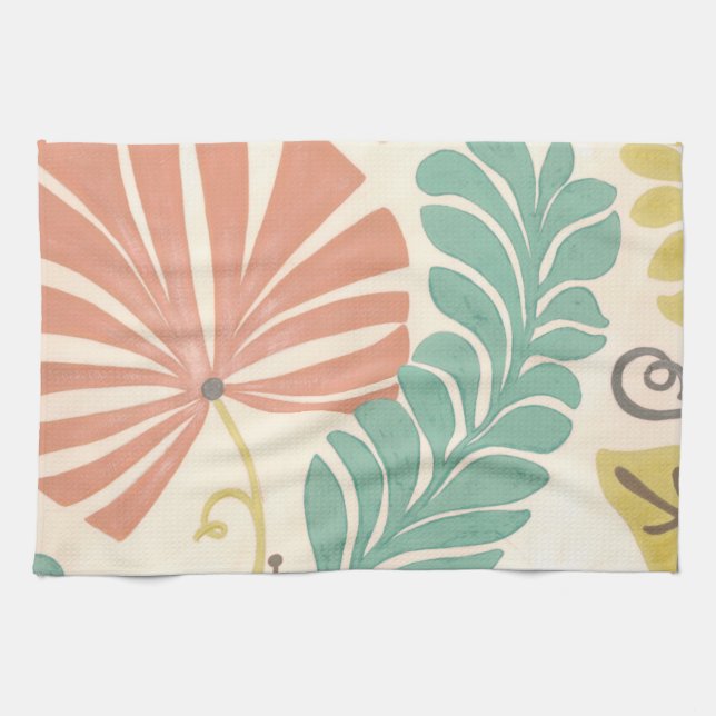 Linge De Cuisine Pastel Floral Vines et Feuilles sur Arrière - plan (Horizontal)