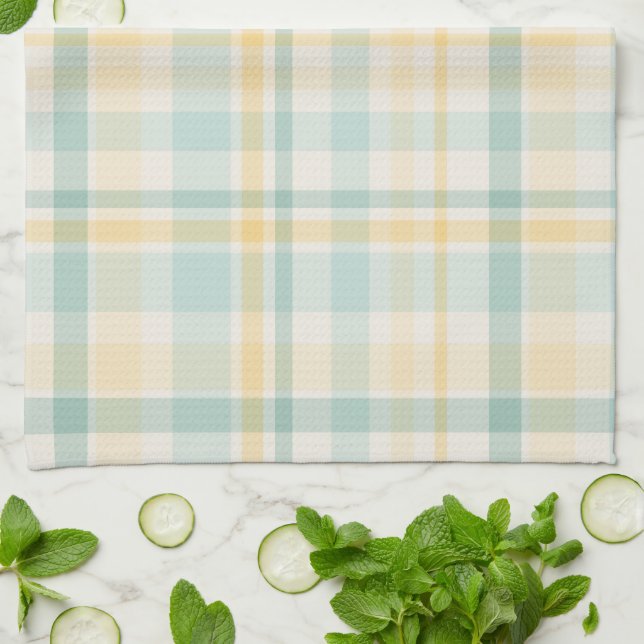 Linge De Cuisine Pastel Plaid - yellow teal cream (Plié)
